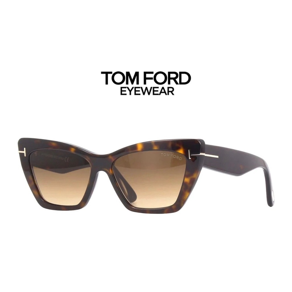 Tom Ford Wyatt TF871 Sunglasses Dark Havana Tortoise‎ Cat Eye 52F 56mm Italy